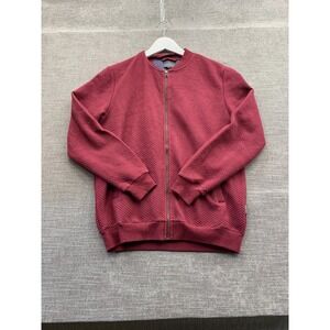 Peter Werth Manor Jacket Mens Medium Burgundy Square Quilted Ribbed Full Zip